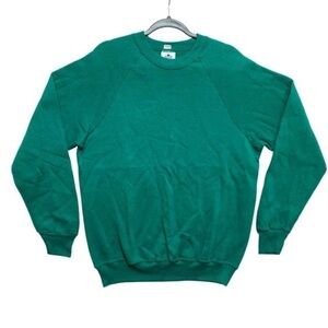 VINTAGE LEE Sweatshirt Mens L Green Crewneck Pullover Cotton Blend Made In USA